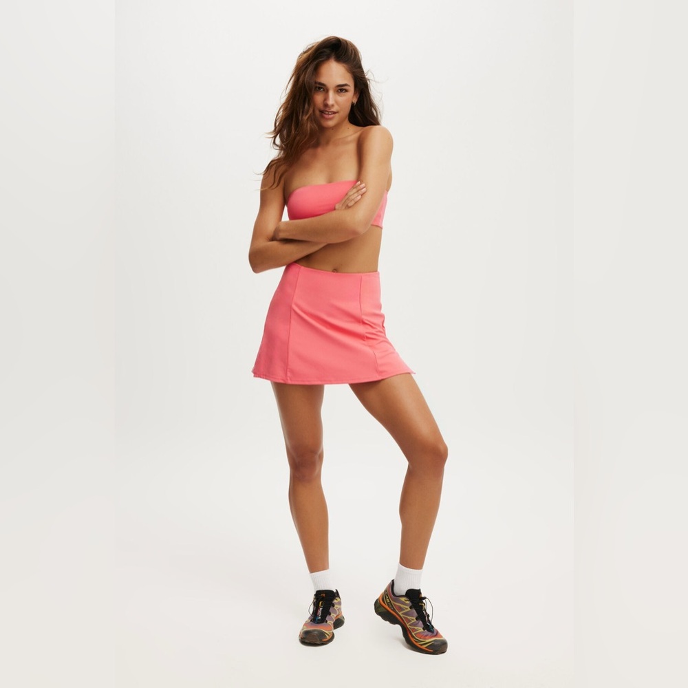 NEW Cotton On Body Encore Movement Athletic Skirt w/Shorts Coral Paradise Pink